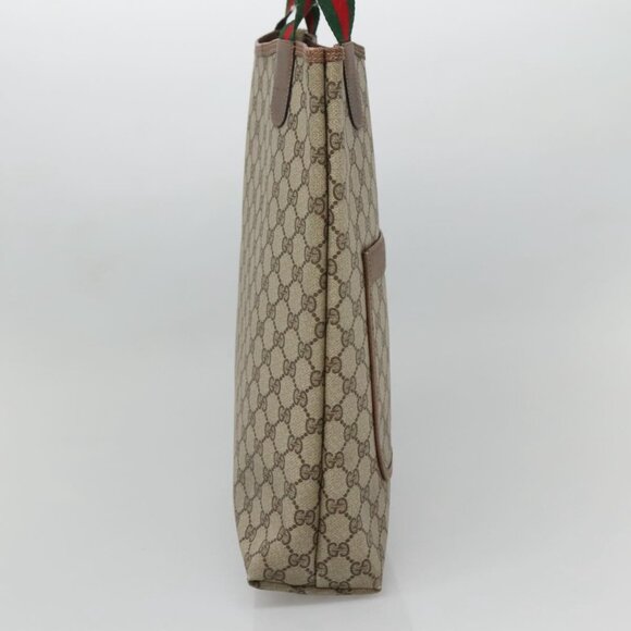 GUCCI GG Supreme Web Sherry Line Tote Bag PVC Beige Red 39 02 003 Auth - Picture 5 of 16
